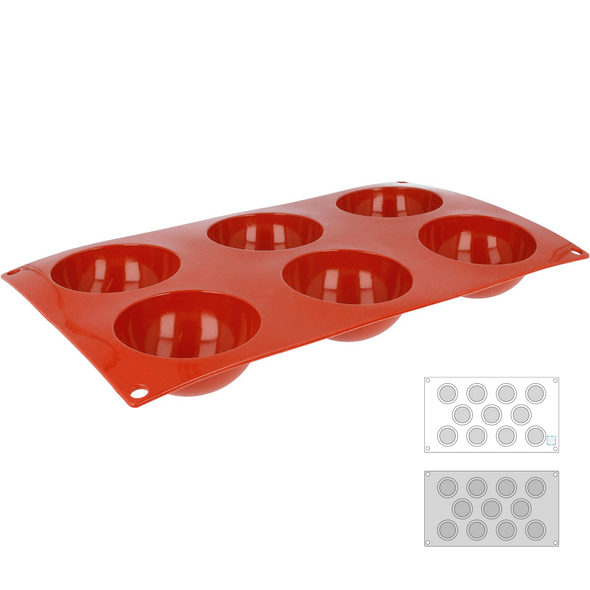 Stampo in silicone con semisfere rosse Stampo in silicone con semisfere rosse